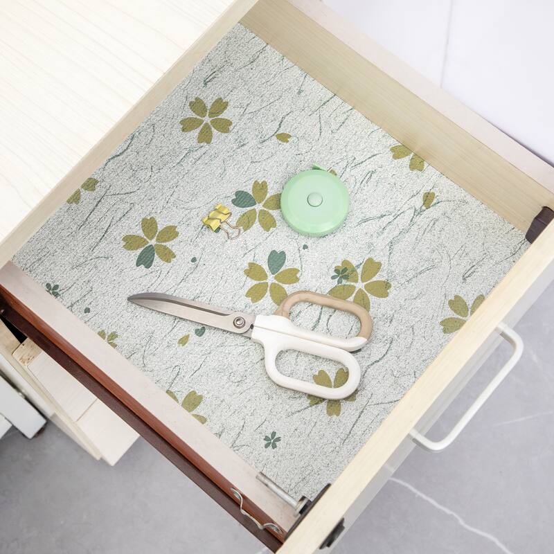 Ray Star Grey or Green Floral Shelf liner18x96 12×120In