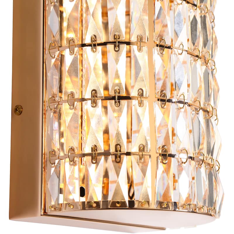 Modern Crystal LED Wall Sconces Rose Gold Light Dimmable Vanity Light - Rose Gold - W6.4" x H11.2" x D4.7"