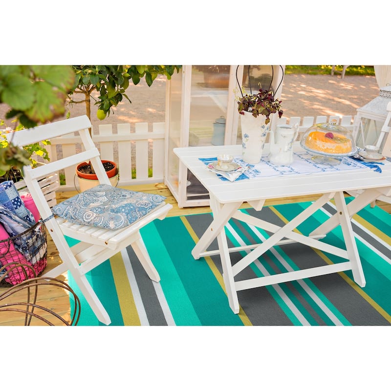 Voavah Teal Hand-Made Flatweave Indoor/Outdoor Area Rug