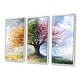 preview thumbnail 11 of 16, Designart - Pink Tree With Four Seasons - Tree of Life Canvas Wall Art Set - Traditional Framed Wall Art 3 Pieces