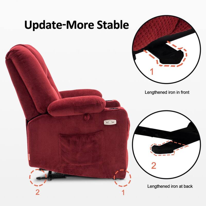 MCombo Electric Power Recliner Chair with Massage & Heat, Plush Fabric 8015