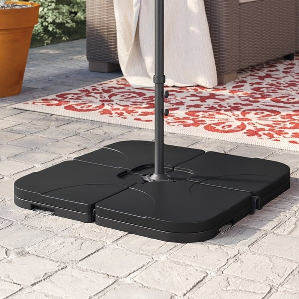 slide 4 of 7, Hilford Cantilever 4-piece Heavy Duty Fillable Patio Umbrella Weighted Base Stand Black