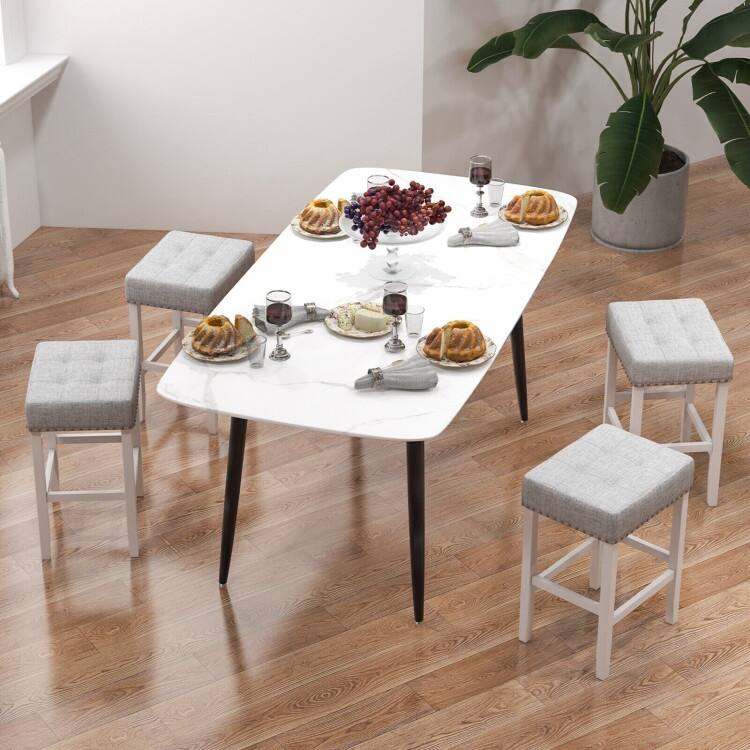 2 Pieces Counter Height Bar Stools with Sponge Padded Cushion - 17" x 13.5" x 24.5"/17" x 13.5" x 29" (L x W x H)