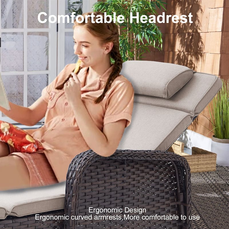 Outdoor Chaise Lounge Chair Adjustable 5-Position - 1-Piece