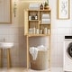 preview thumbnail 6 of 11, Bamboo Over The Toilet Storage Cabinet, Bathroom Space Saver, Over The Toilet Rack with Adjustable Shelf, Natural Color ﻿