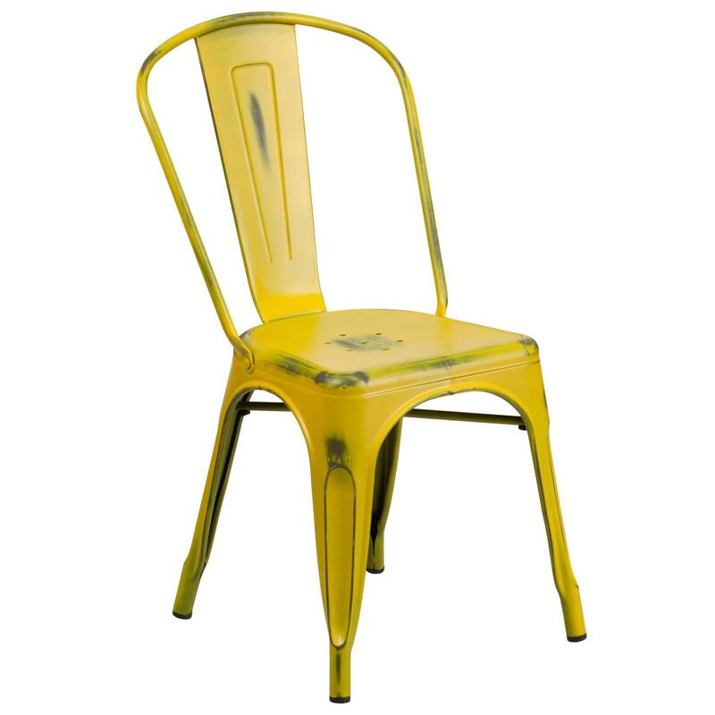 Distressed Metal Indoor/ Outdoor Stackable Chair