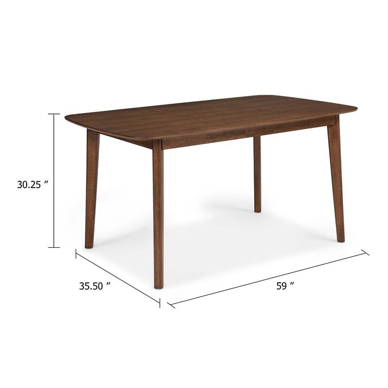 Goko Dining Table, 59 Inch Brown Wood Top, Round Tapered Legs