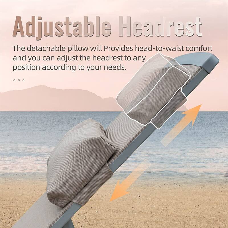 3 Pieces Aluminum Adjustable Pool Lounge Chairs