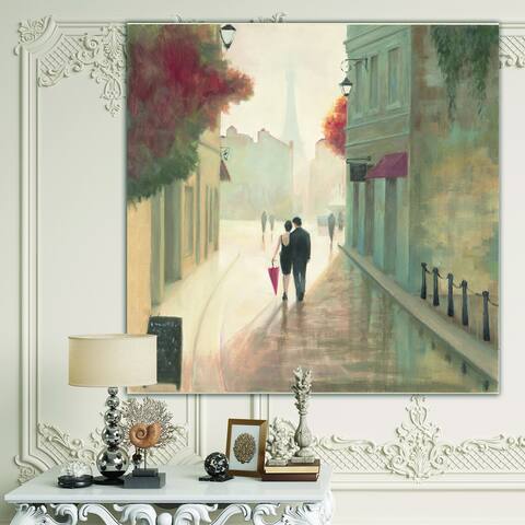 Designart "Paris Romance Couples II" Romantic French Country Canvas Artwork Print