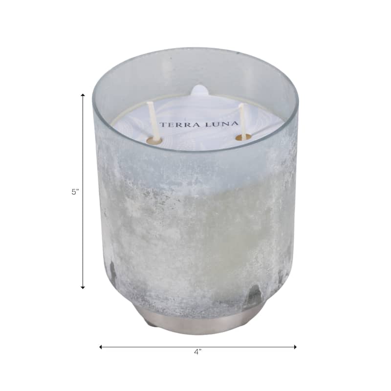 Modern Round Glass Candle on Base - 5" - 5.0"