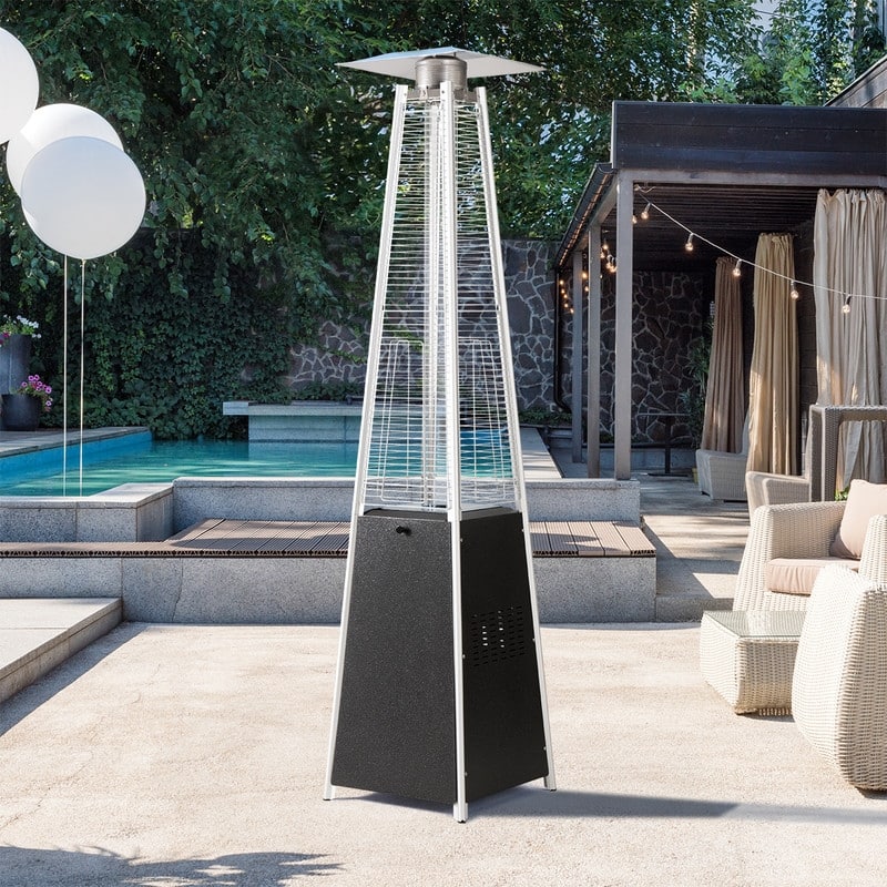Pamapic 42,000 BTU Outdoor Pyramid Flame Patio Heater with Cover, Wheels