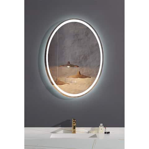 24*32" Oval LED Bathroom Mirror Anti-fog Mirror Alumnium Alloy Back