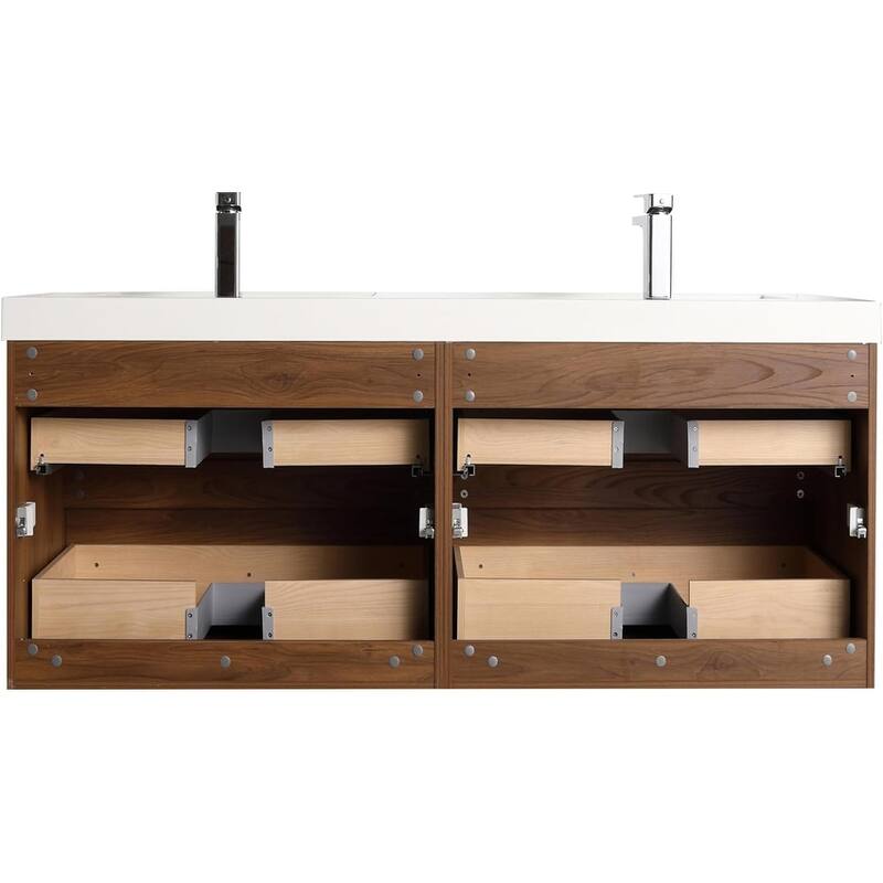 Blossom Wall Mounted Floating Bathroom Vanity with Double Acrylic Sink