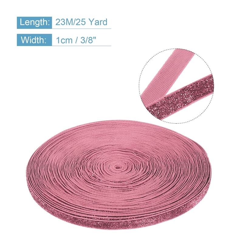 Metallic Glitter Velvet Ribbon 3/8 "x 25 Yard for Gift Wrapping - Pink