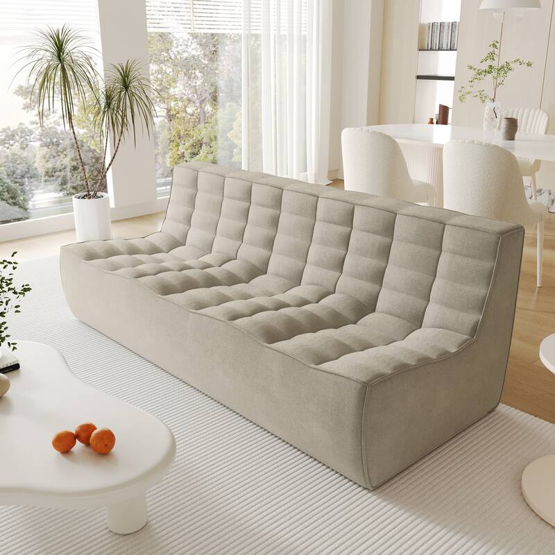 Armless 3-Seat Large Bean Bag Chair Lazy Floor Sofa Couch Fireside Chair - Khaki