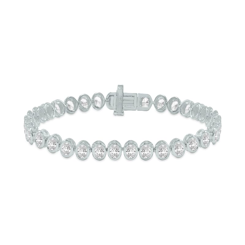 Marquee 5 Carat TW Oval Shape Lab Grown Diamond Bezel Set Bracelet in 14K White Gold
