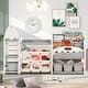 preview thumbnail 1 of 16, Kids Toy Storage Organizer w/17 Bins and 4 Bookshelves, Furniture Set Grey