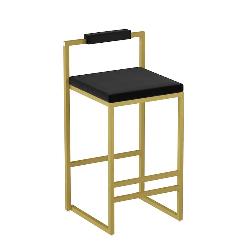 Modern Design in Gold Frame Velvet Upholstered Bar Stools Set of 2