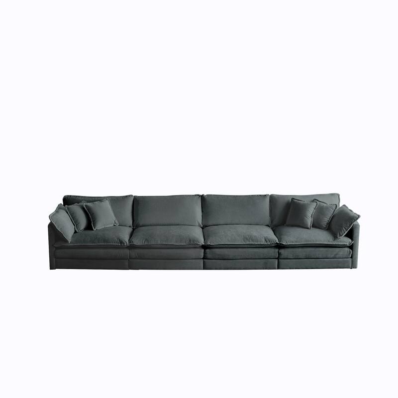 GDFStudio - Silverthorne Chenille 4-Seater Sectional Sofa with Pillow