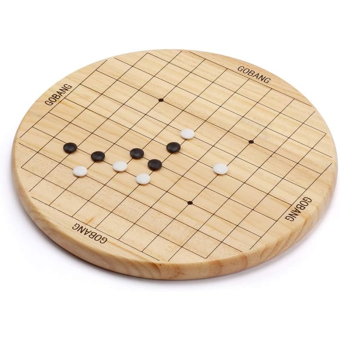 GSE™ 11.5" Wood 2-in-1 Chinese Checkers and Gobang Board Game with Wooden Pegs and Stones