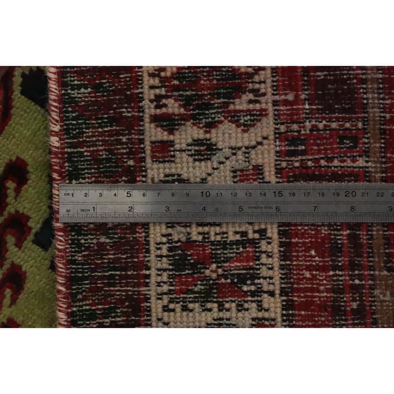 Hand Knotted Oriental 100% Wool Carpet Traditional Geometric Red Ardebil Runner Rug - 10' 6'' X 3' 4''