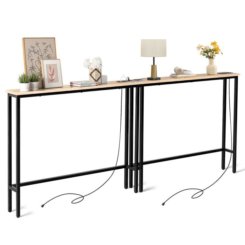 2-piece Set Triamine + Iron 200 * 15 * 79cm with Power Strip Foyer Table