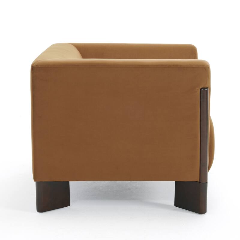 Upholstered Nordic Wide Seat Tuxedo Arms Barrel Chair Set of 2