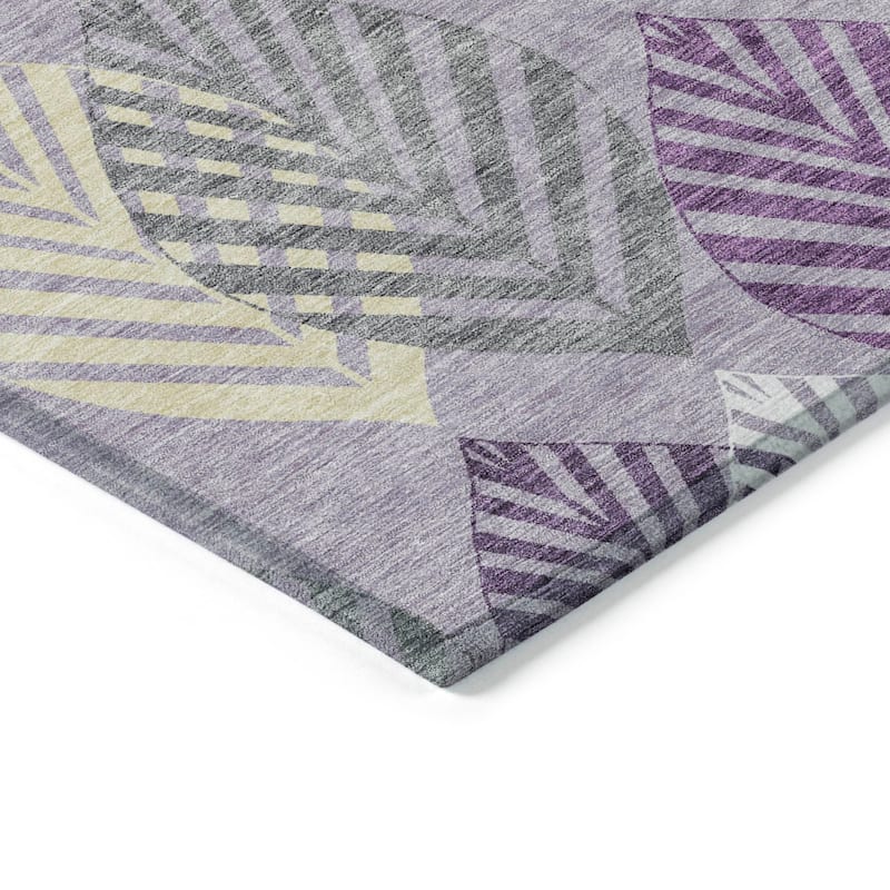 Machine Washable Indoor/ Outdoor Chantille Casual Palm Leaf Rug