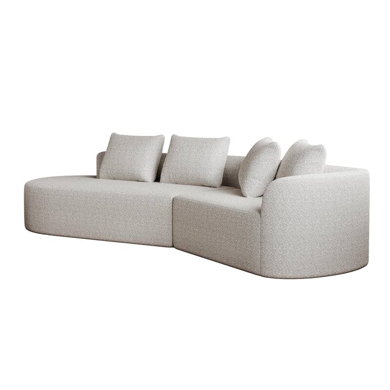 Upholstered Oversized Sectional Sofa, 112-Inch Chenille 4-Seater Extra Deep & Wide Seat Curved Cloud Couch with 4 Throw Pillows