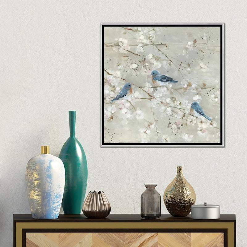 iCanvas "Blue Bird Melody II" by Sally Swatland Framed