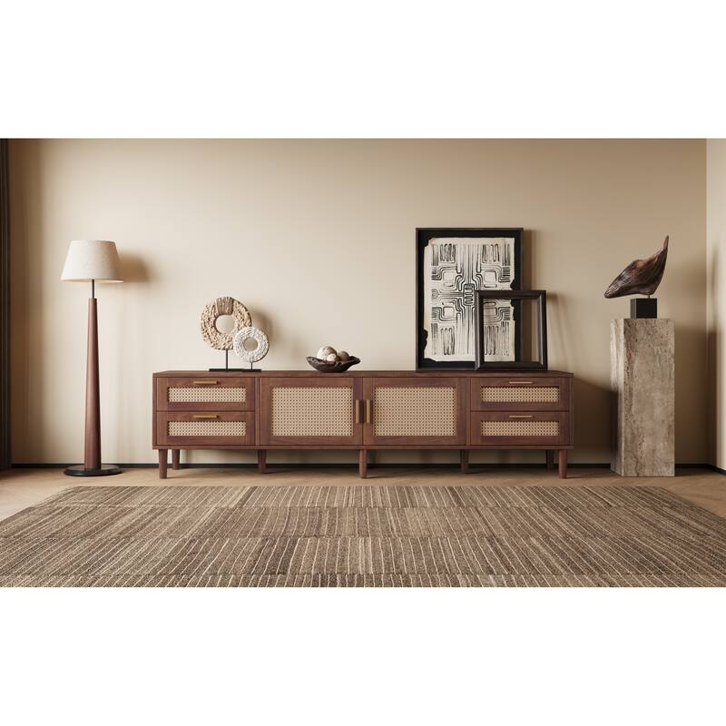 Roomfitters 78 Inch TV Stand for TVs up to 85 Inch, Modern Media Console with 4 Drawers & Soft Close Doors, Dark Brown