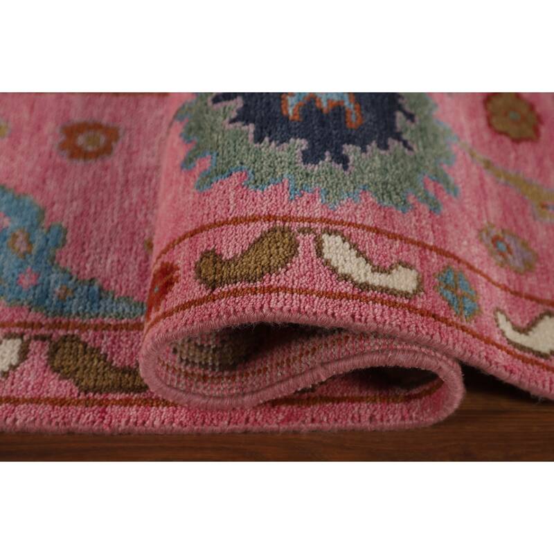 All-Over Pink Oushak Oriental Area Rug Handmade Wool Carpet - 8'10"x 11'10"