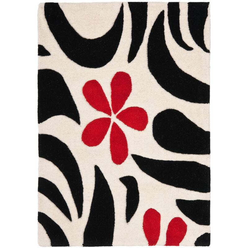 SAFAVIEH Handmade Soho Brittani Floral N.Z. Wool Rug - 2' x 3' - Ivory/Black