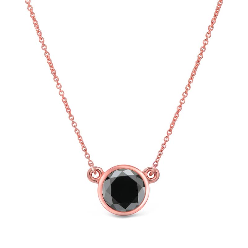 Auriya 14k Gold 1/4ctw Bezel-set Solitaire Black Diamond Necklace