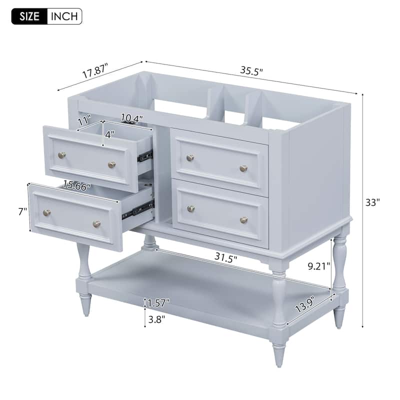 Bathroom Vanity Cabinet Free Standing Vanity Set with 4 Drawers