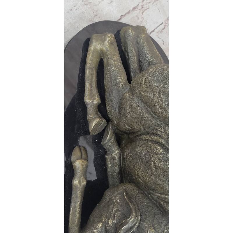 African Graceful Giraffe Sitting Bronze Sculpture Figurine Signed Marble Base