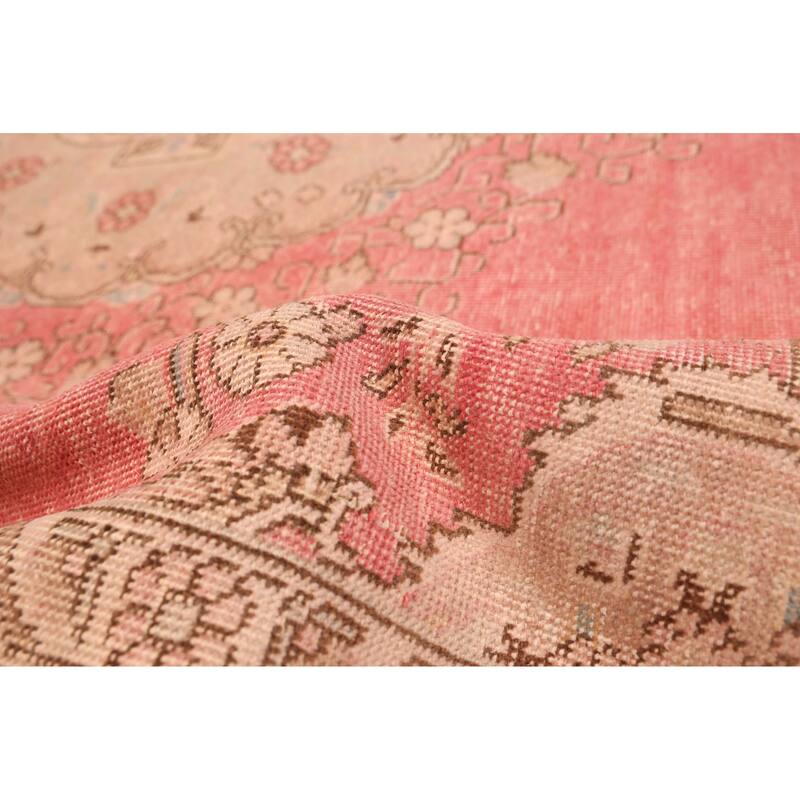 ECARPETGALLERY Hand-knotted Antalya Vintage Light Red Wool Rug - 9'7 x 12'4