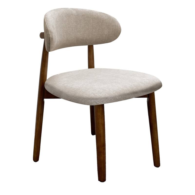Flannelette Upholstered Dining Chair with Walnut Solid Wood Legs, Armless Chair Set of 2 for Kitchen, Restaurant, Living