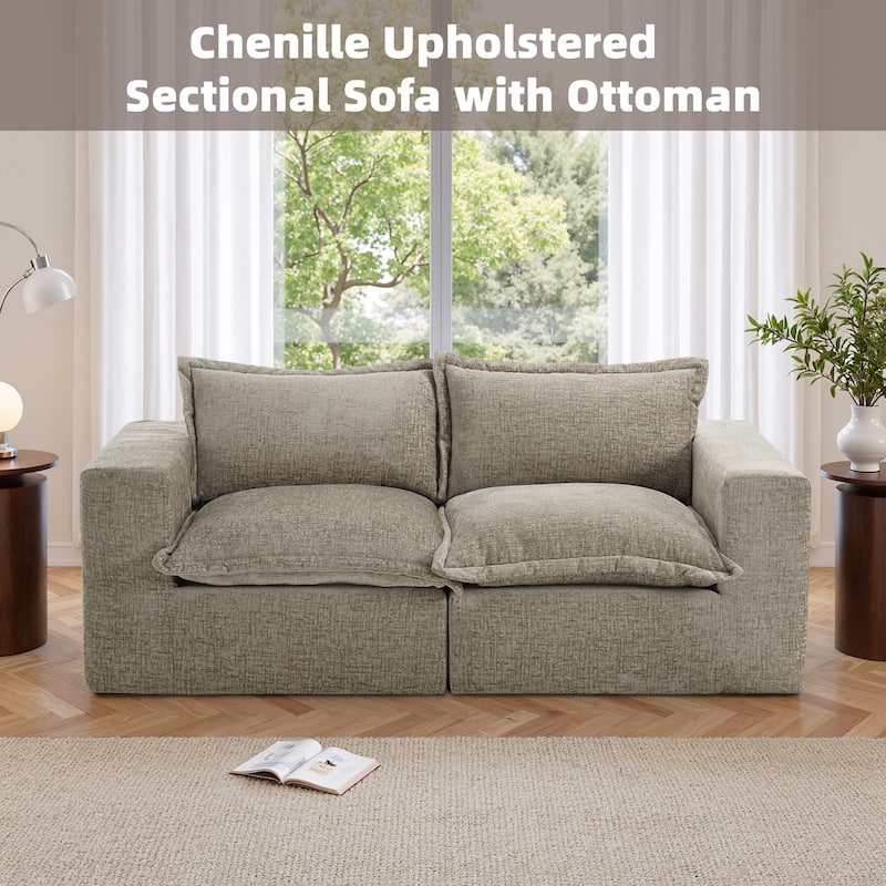 No Assembly Chenille Modular Sectional Sofa Comfy Cloud Couch