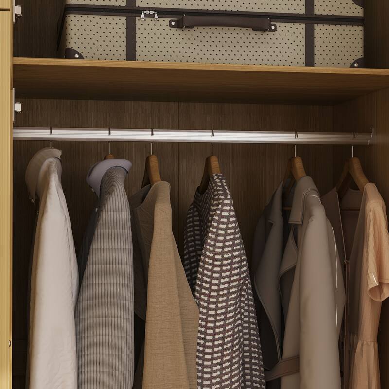 Tall Wardrobe Closet Clothes Storage Organizer with Hanging Rods