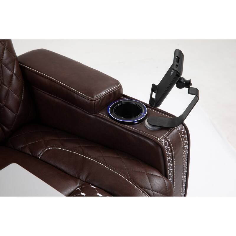 Leather Zero‑Gravity Recliner Chair with Infinite Position, LED & Cup Holders