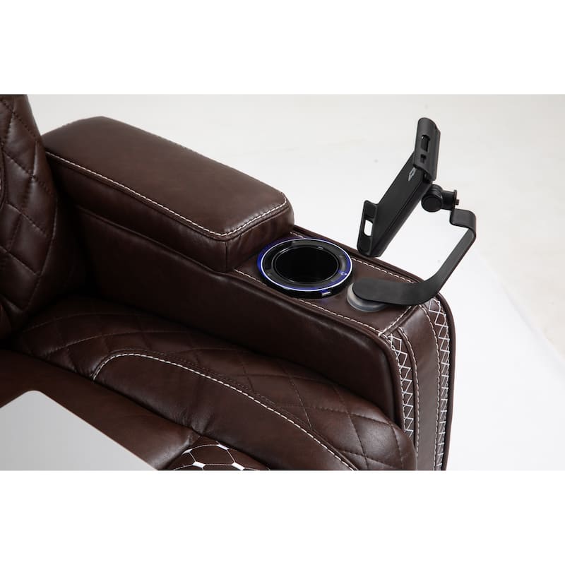 Leather Zero Gravity Recliner Chair with Infinite Position, Smart Cup Holders, and LED Lighting