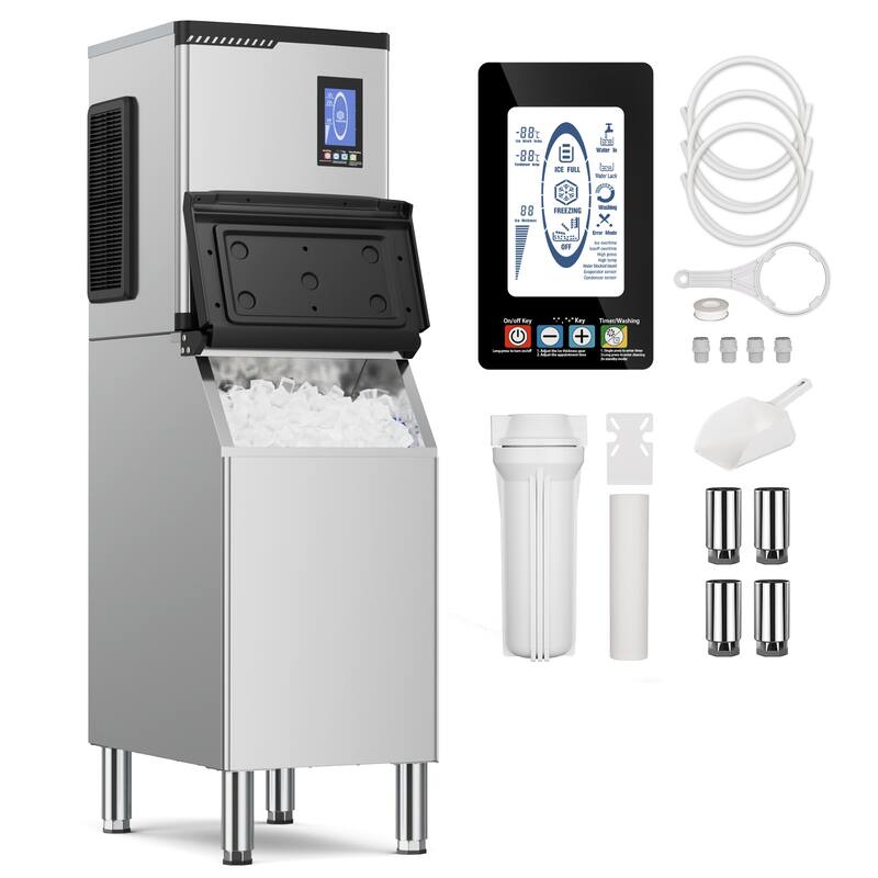 Ice Maker Commercial Ice Machine Stainless Steel Commercial Ice Maker Large Capacity Self-Cleaning