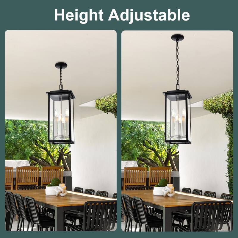Farmhouse Outdoor Pendant Light Fixutre with Clear Glass - 4-light