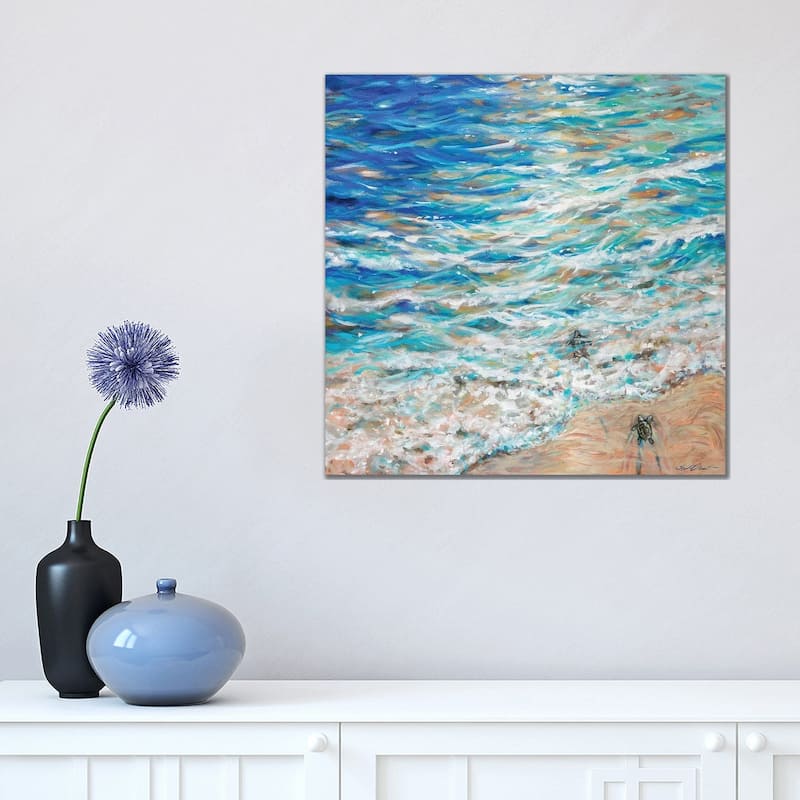 iCanvas "Sea Turtles Scurry" by Linda Olsen Canvas Print - 18x18x1.5
