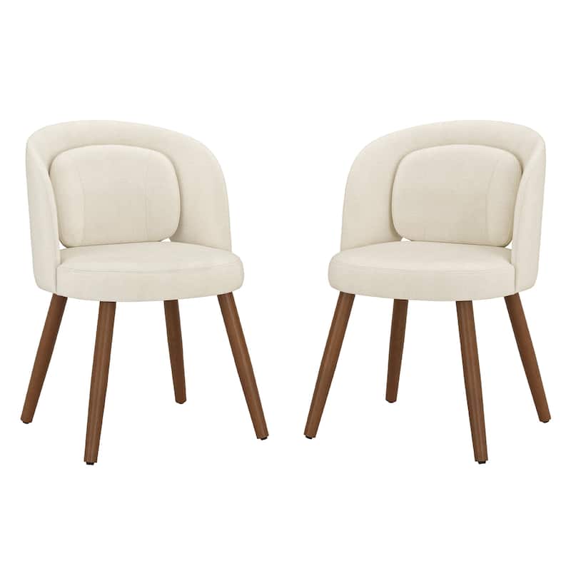 Upholstered Dining Chairs with Back Set of 2/4/6，Linen Dining Room Chairs with Lumbar Pillow for Dining Room, Beige