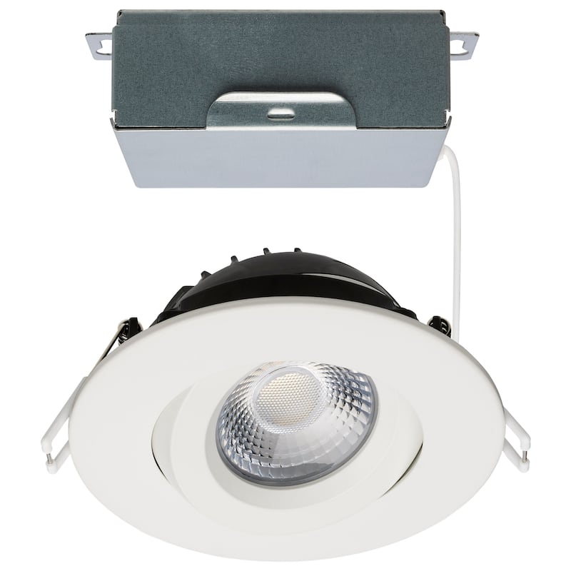 12W LED Direct Wire Downlight Gimbaled 4In CCT Selectable Round Remote Driver White 850L - White