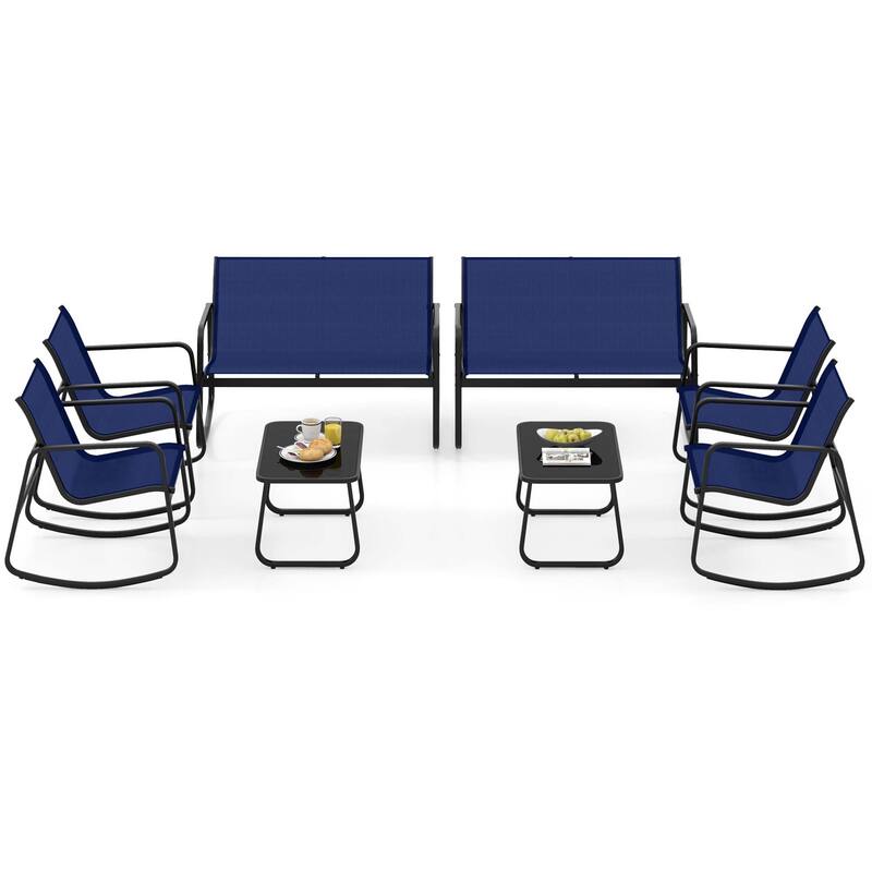 Costway 4/8 PCS Patio Rocking Set 4 Rocking Chairs & Loveseat with - 8 PCS