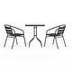 preview thumbnail 9 of 35, 23.5" Square Glass Metal Table with 2 Metal Aluminum Slat Stack Chairs