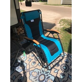 PHI VILLA Oversize XL Padded Zero Gravity Lounge Chair Wider Armrest Adjustable Recliner with Cup Holder, Support 350 LBS, - N/A